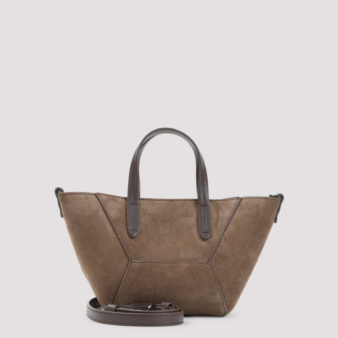 Brunello Cucinelli Suede Hexagonal Panelled Shoulder Bag
