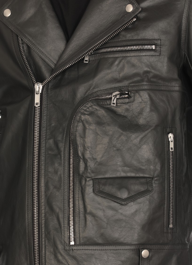 Rick Owens Bauhaus Stooges Leather Jacket In Grey