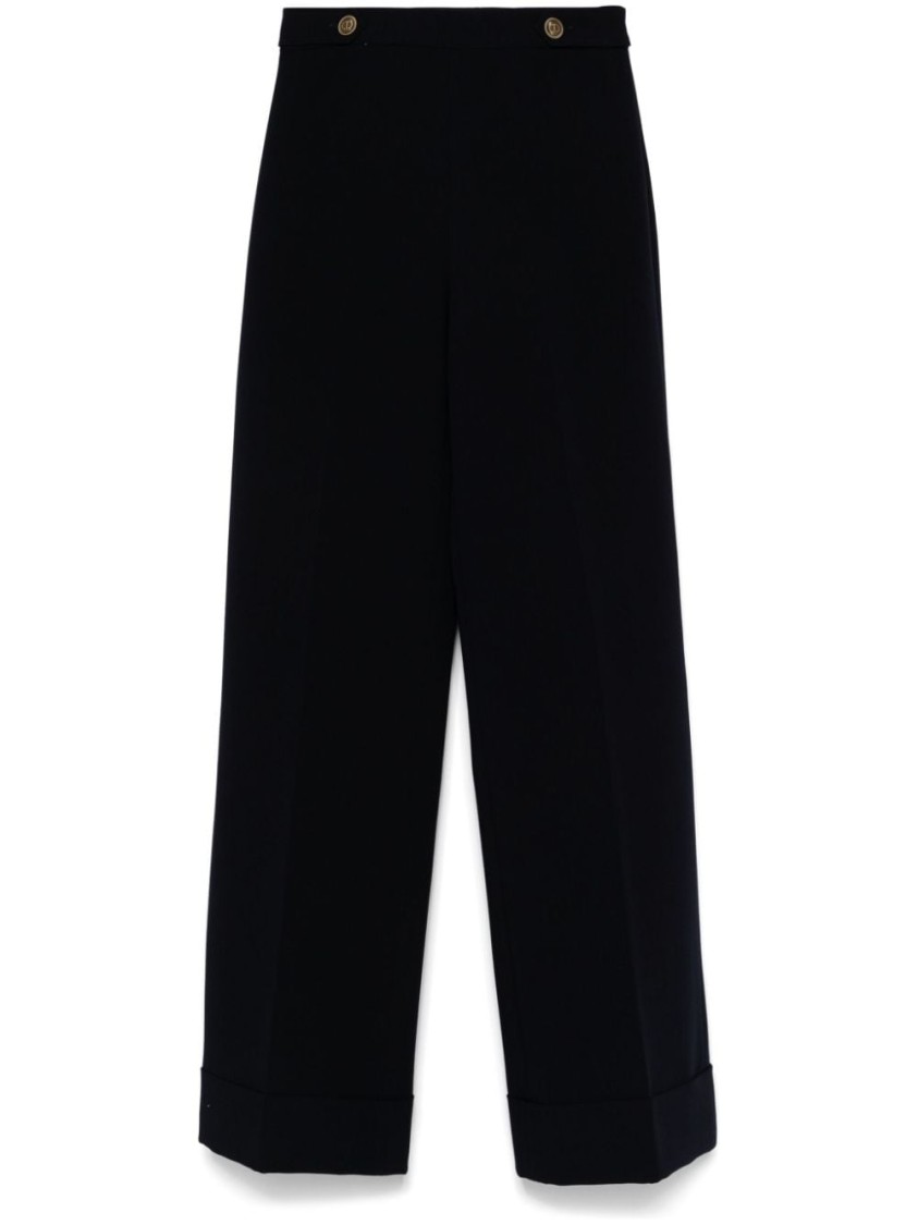 Twinset Cady High-waist Trousers In Black