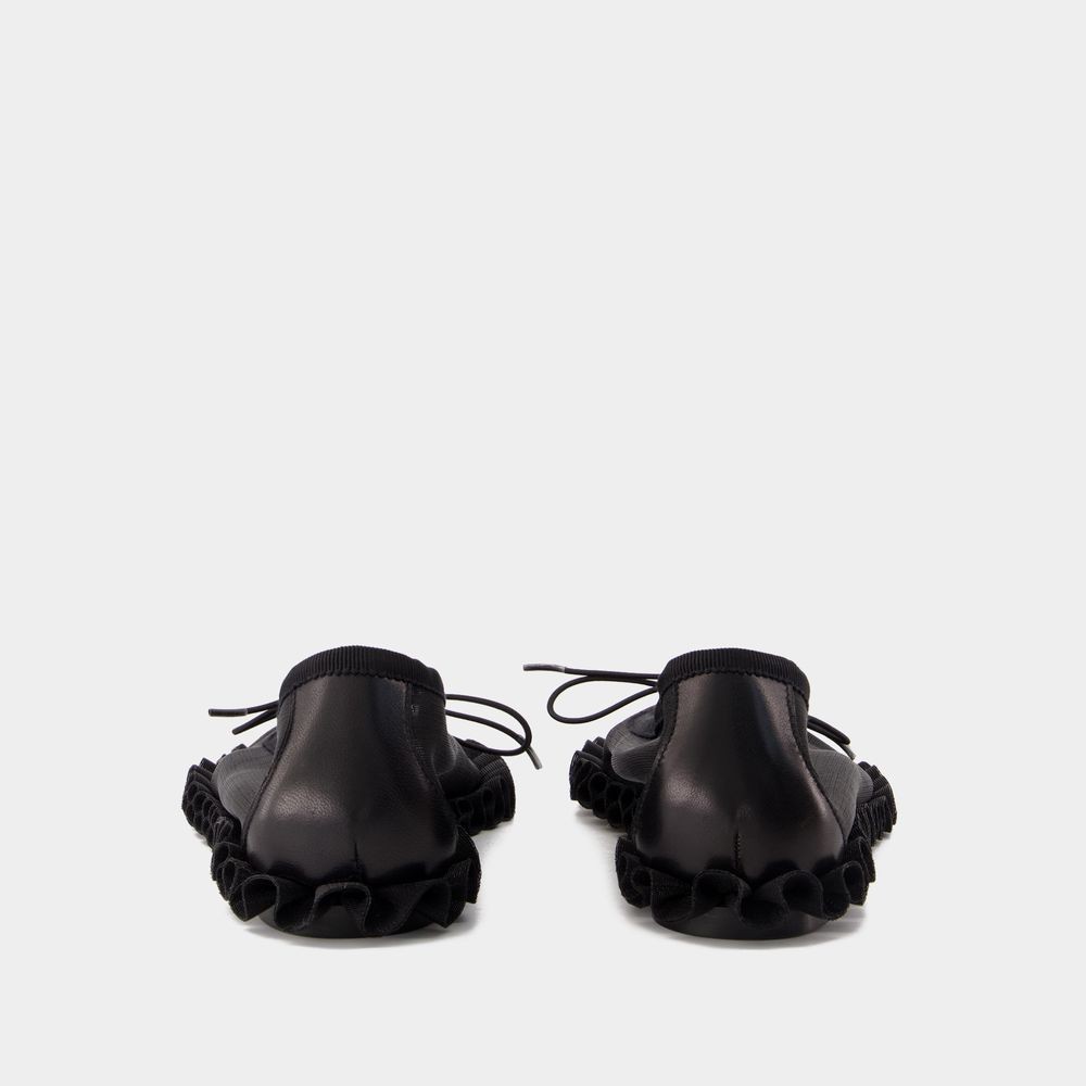 Shop Simone Rocha Tutu Frill Ballerinas - Mesh - Black