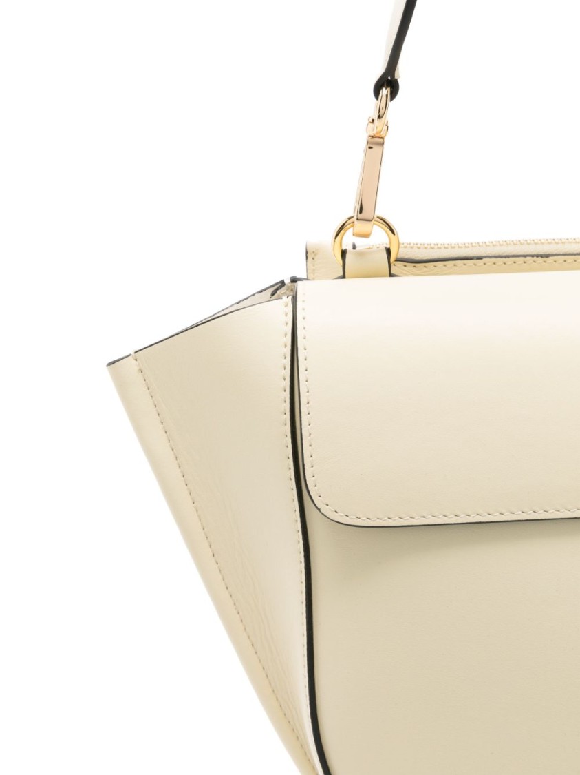 WANDLER WANDLER BEIGE SHOULDER BAG WITH STRUCTURED FLAP