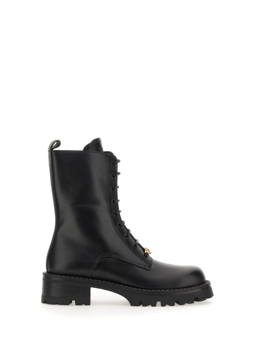 Versace Vagabond Lace-up Army Boots In Black