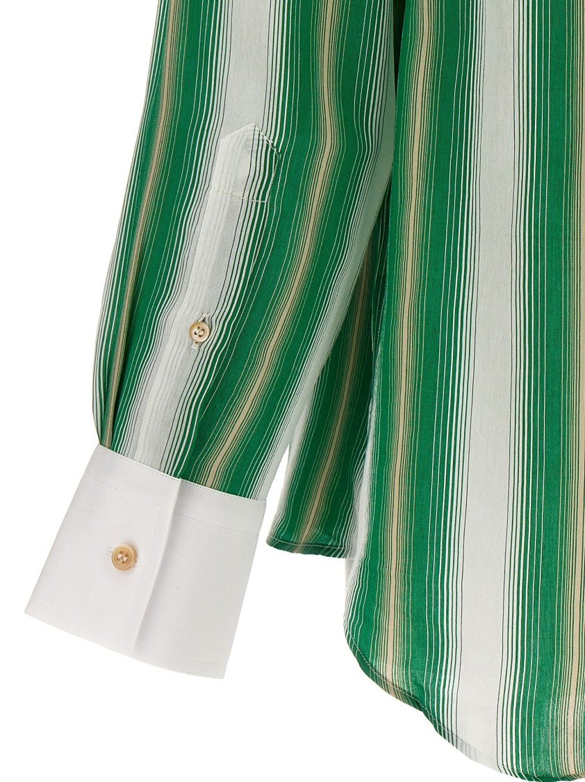 Wales Bonner Cadence Silk Shirt Green And Ivory In Green