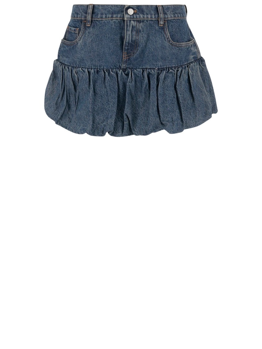 Shop Coperni Cotton Denim Mini Skirt In Blue