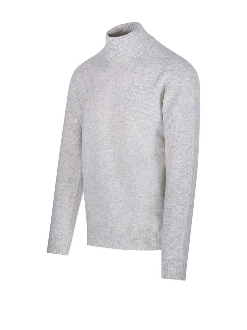 Altea Ribbed Turtleneck Sweater In Virgin Wool And Cashmere Blend In White