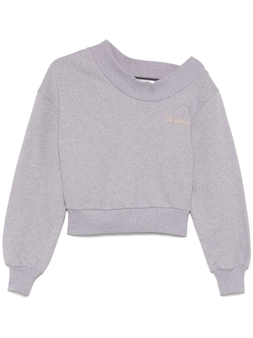 Attico Grey Cotton Logo Sweatshirt In Grey