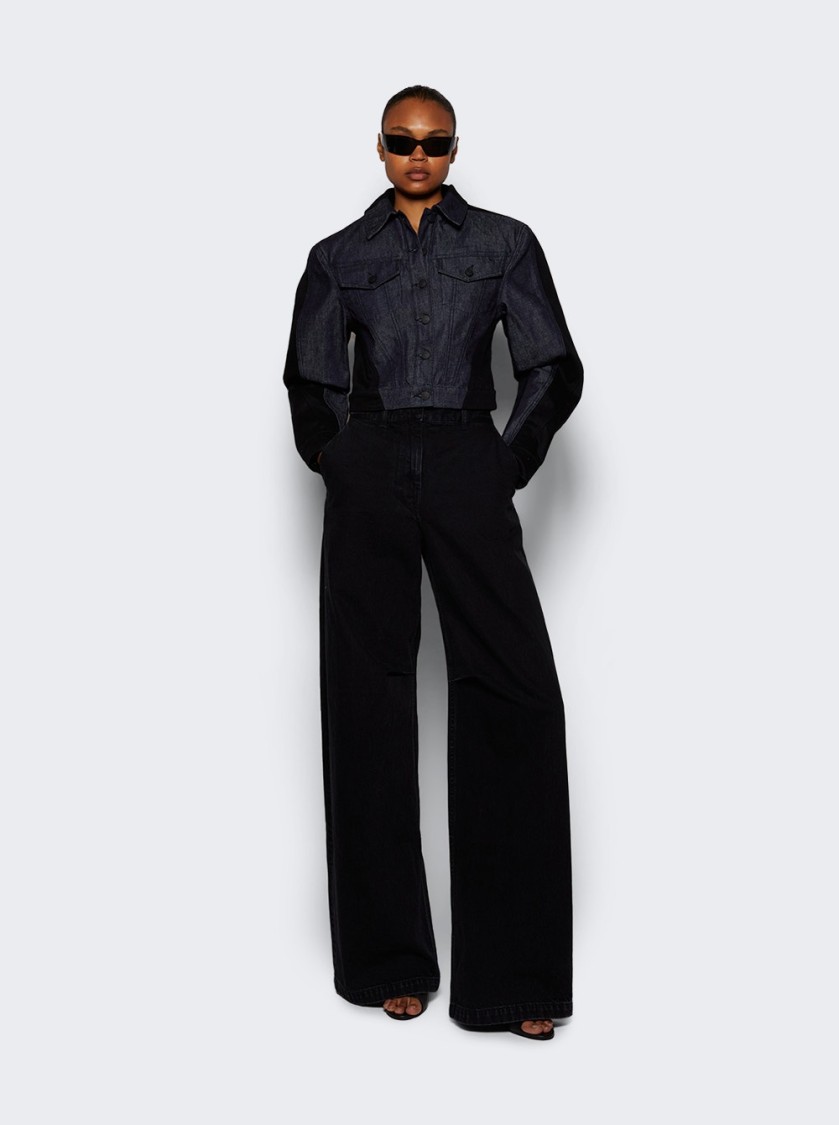 Mugler Bi-color Jacket - Raw Blue And Black