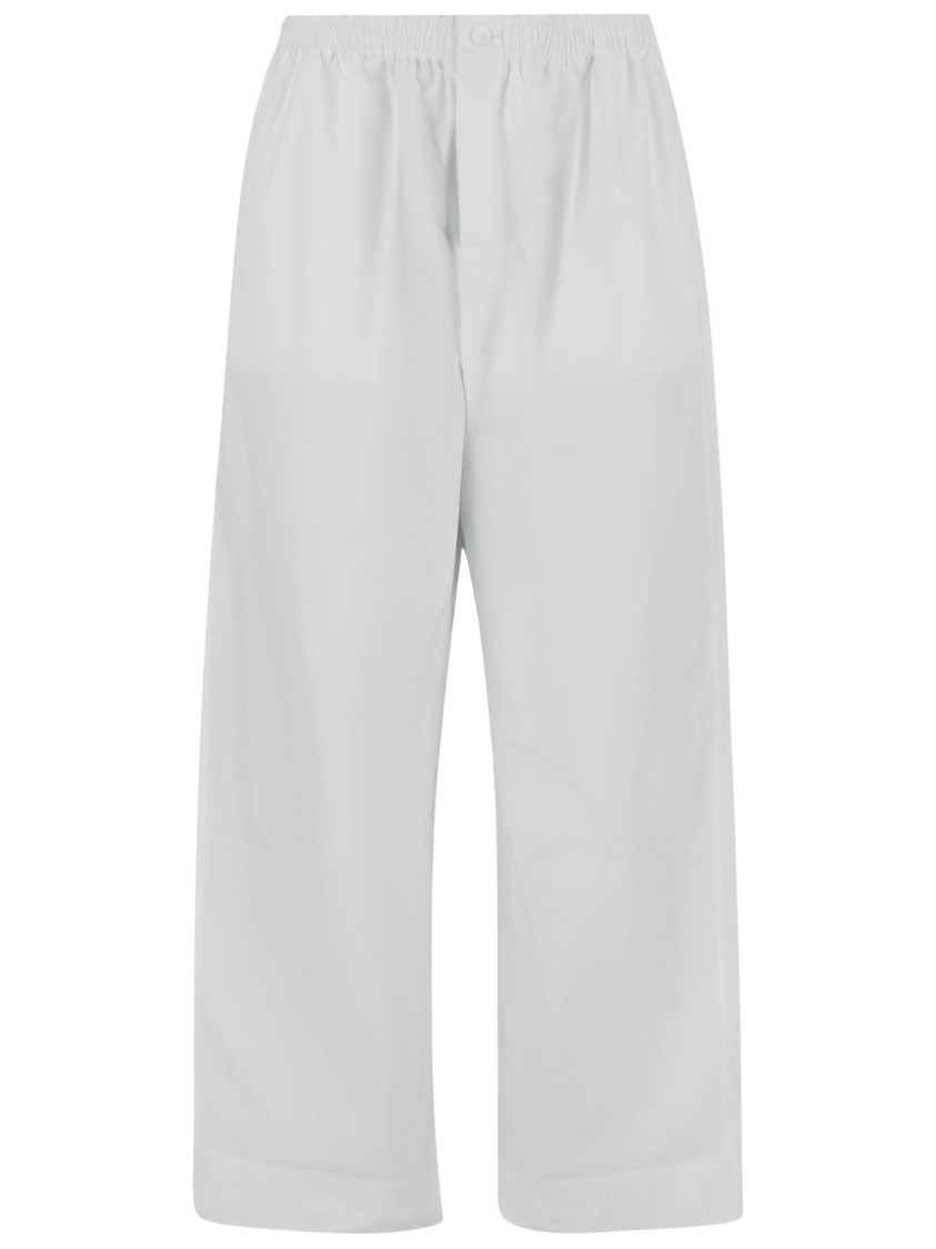 Shop Carven Wide Leg Cotton Pants With Elasticized Waistband In White