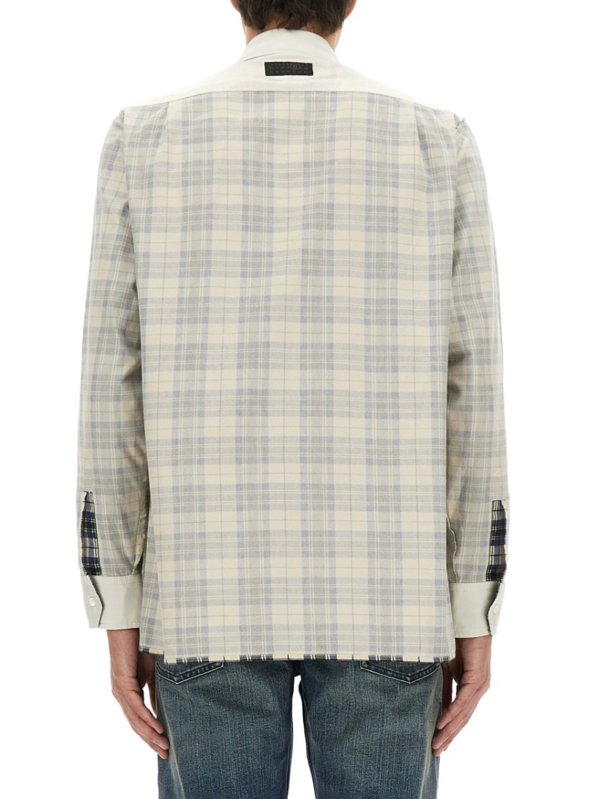 Mm6 Maison Margiela Mm6 By Maison Margiela Plaid Shirt With Classic Collar In White