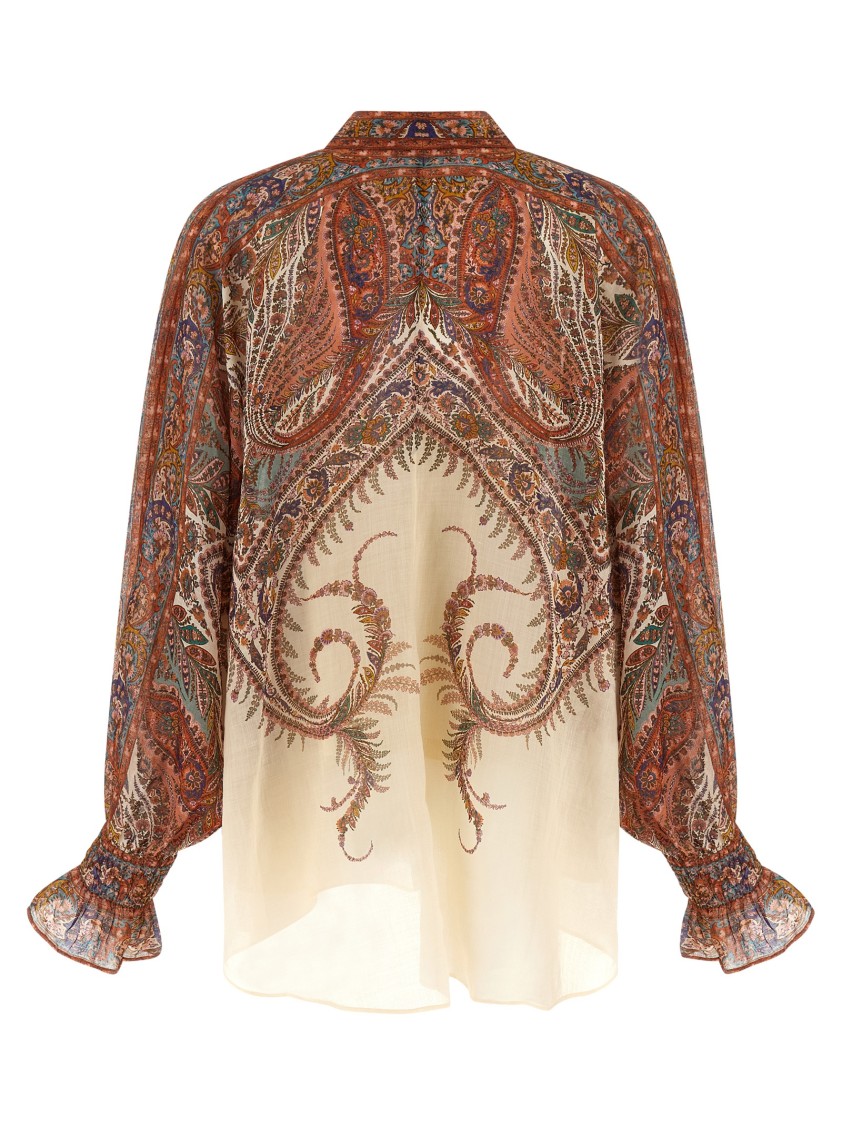 Zimmermann 'rhiannon' Multicolor Blouse With Tie Closure On The Front And Paisley Print In Brown