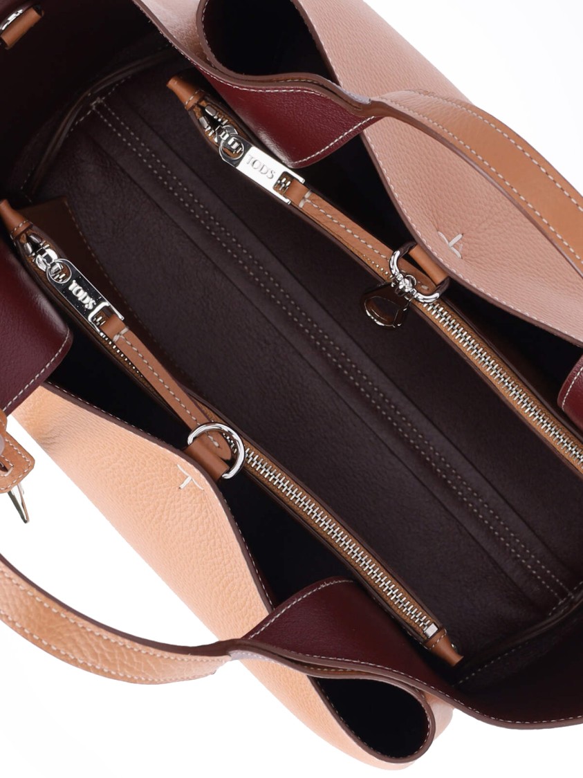 Tod's Structured Brown Shoulder Bag With Textured Finish In Brown