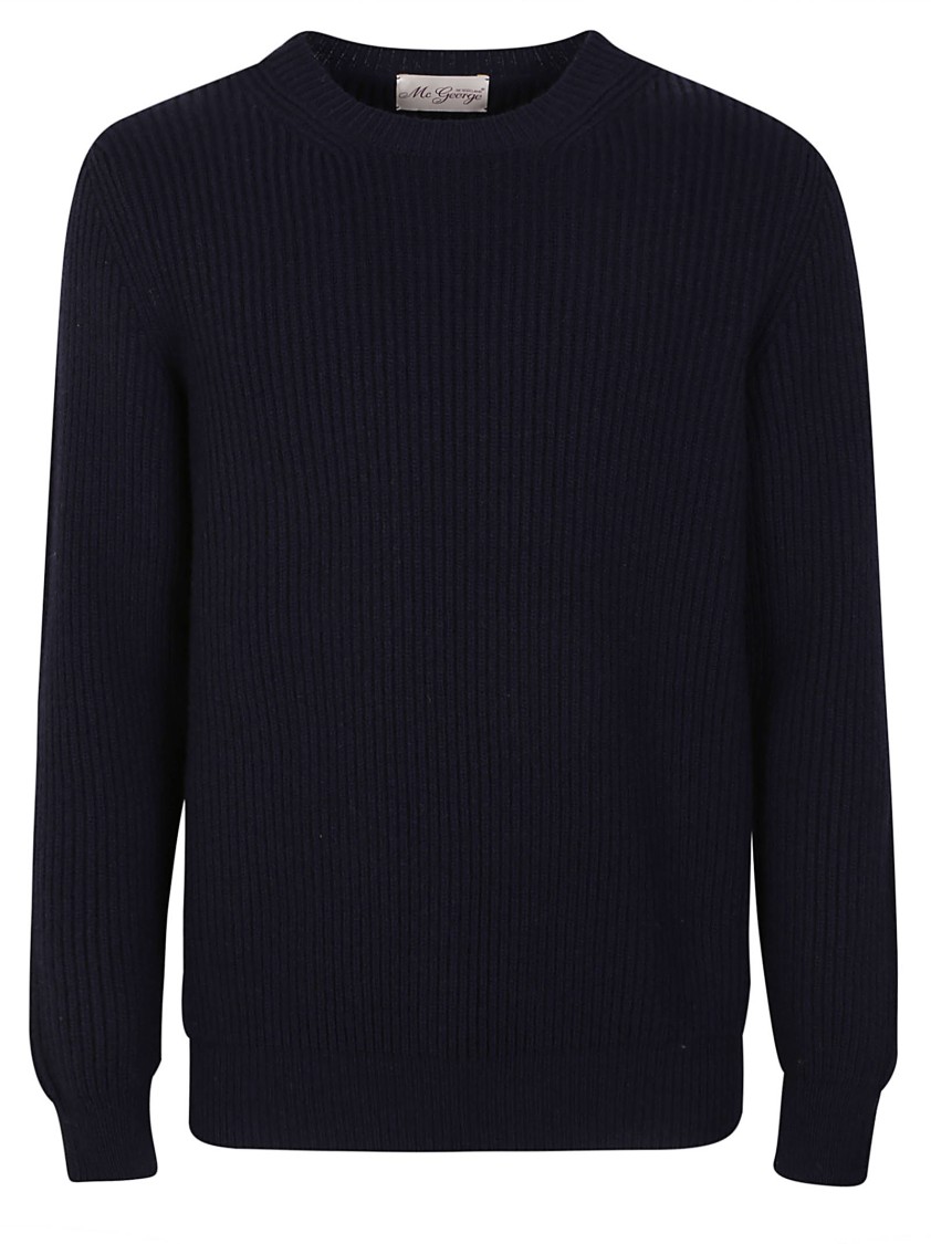 Mc George Ribbed Texture Crew Neck Sweater In Black