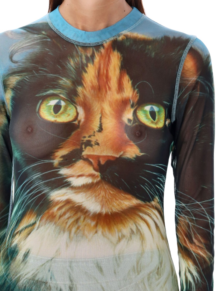 Jw Anderson J. W. Anderson Mesh Top Cat Print In Blue