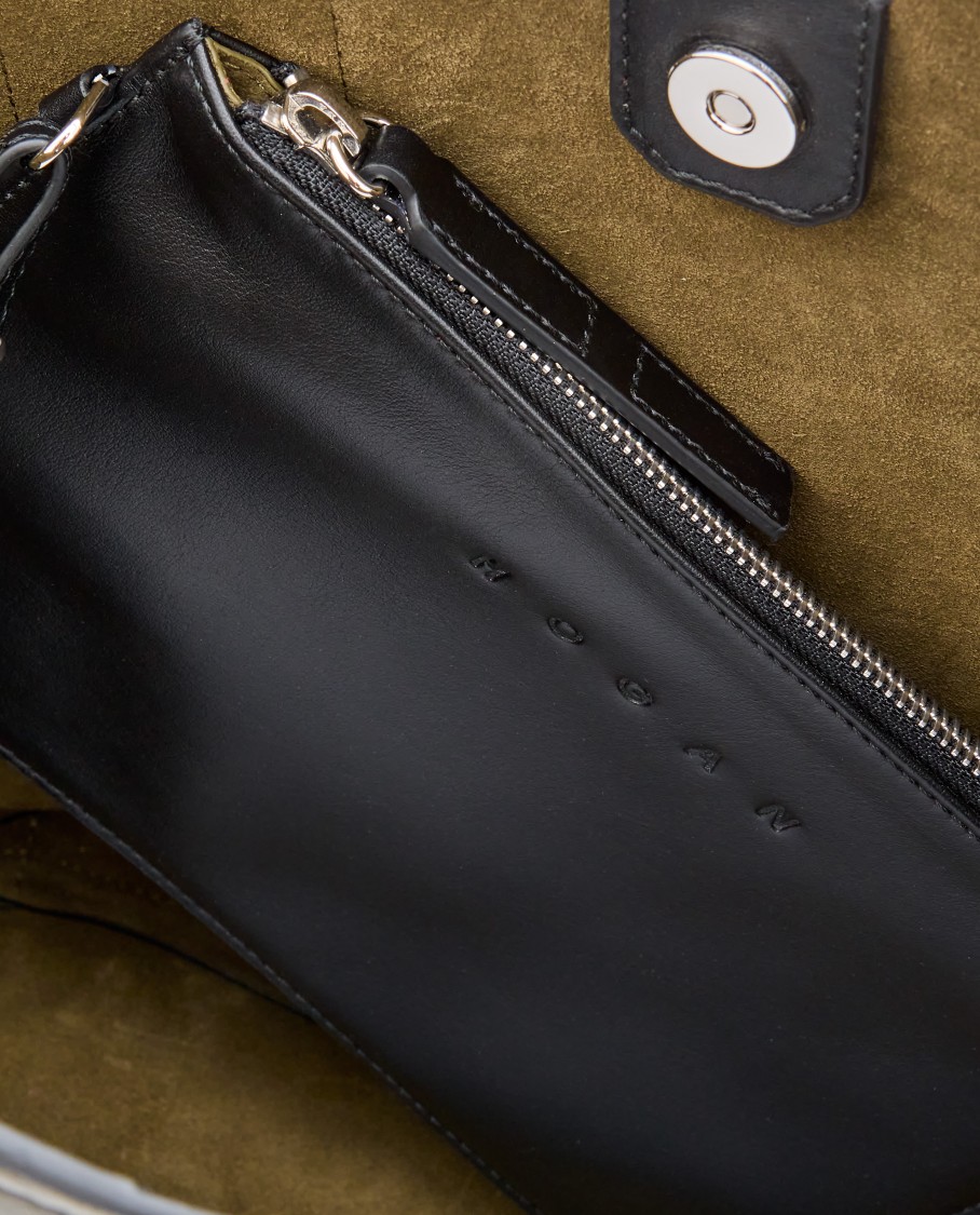 Hogan Medium Leather Shoulder Bag With Adjustable Strap In Black