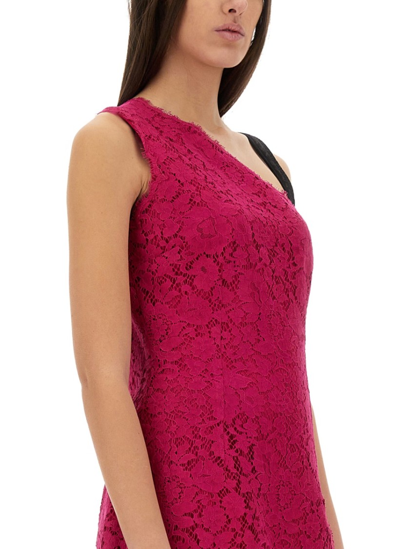 Dolce & Gabbana Mini Dress With Cordonet Lace Slit In Red