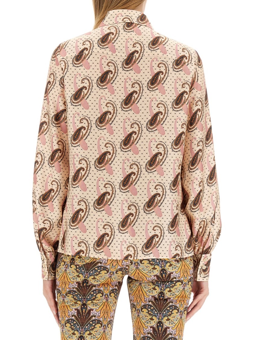 Etro Paisley Printed Silk Charmeuse Shirt In Neutral