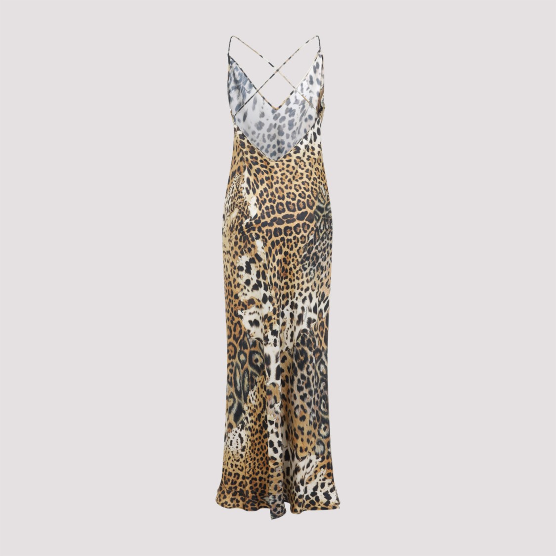 Shop Roberto Cavalli Natural Beige Silk Jaguar Skin Maxi Dress