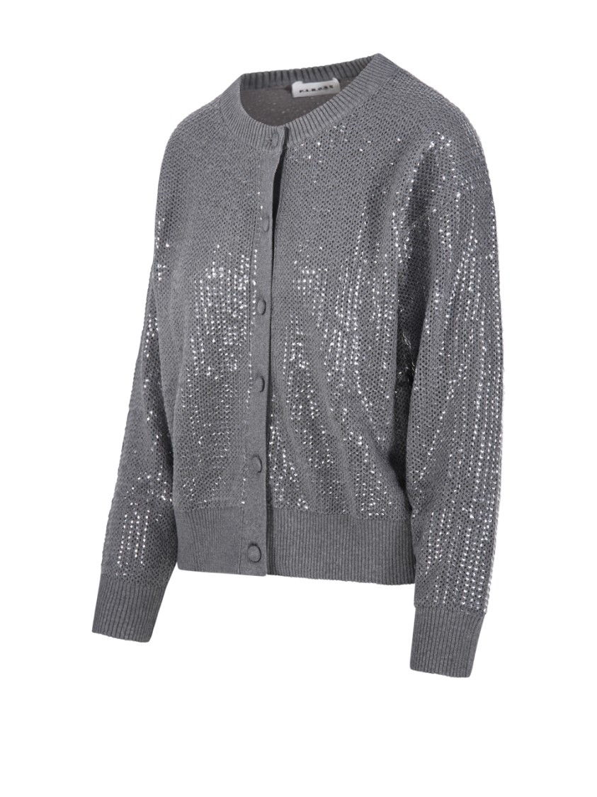 Shop P.a.r.o.s.h Parosh Shimmering Sequin-embellished Cardigan With Relaxed Fit In Grey
