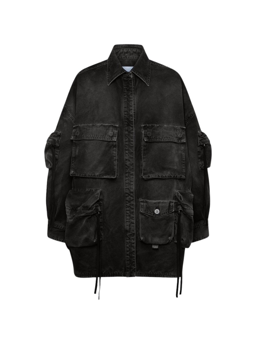 Shop Attico The Fern Short Coat Black