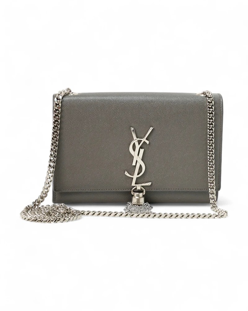 Saint Laurent Kate Nappina Small Grained Grey In Gray