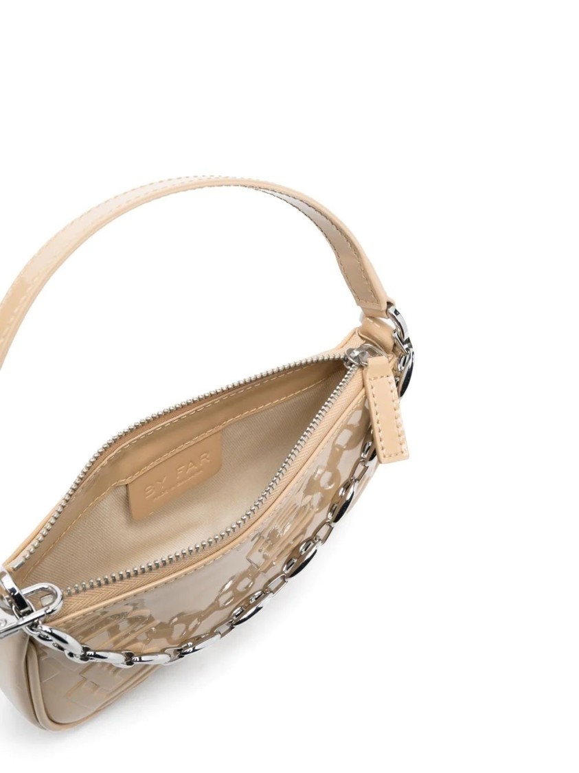 By Far Mini Rachel Kraft Leather Bag In Neutral