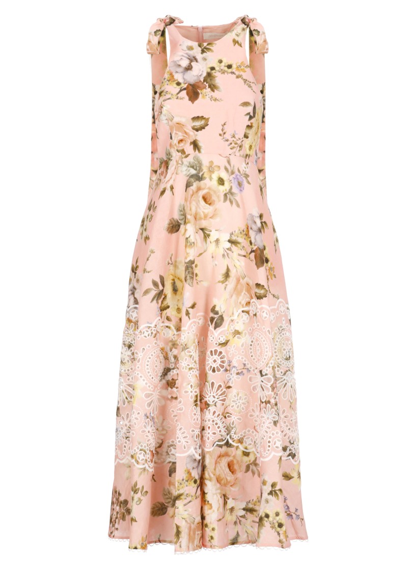 Zimmermann Acacia Broderie Anglaise Linen Midi Dress In Neutrals