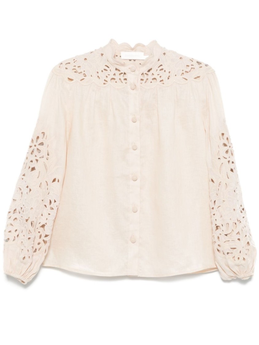 Zimmermann Womens  Wylie Embroidered Linen Blouse In Neutrals