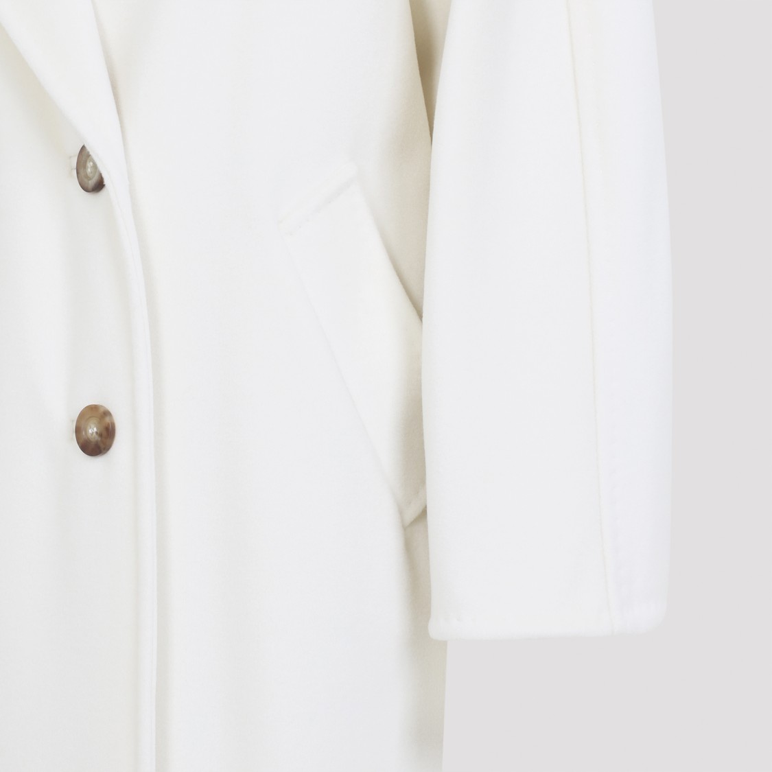 Max Mara Madame Double-breasted Wool Coat In White