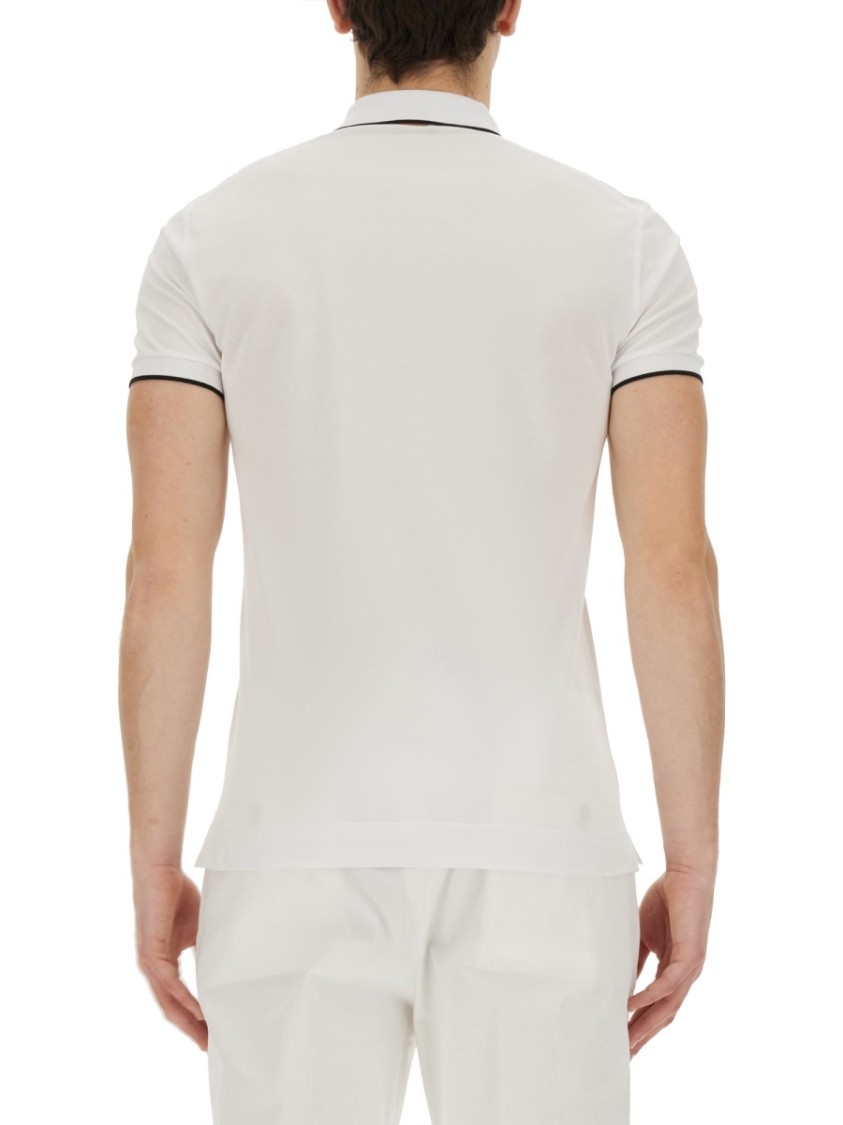 Shop Zegna Fitted White Polo With Classic Collar
