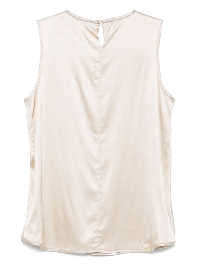 Peserico Sleeveless Crewneck Tank Top With Curved Hem In Multi