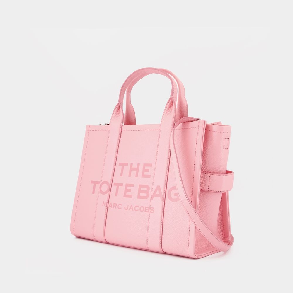 Marc Jacobs The Leather Medium Tote Bag Ribbon Pink In Pink