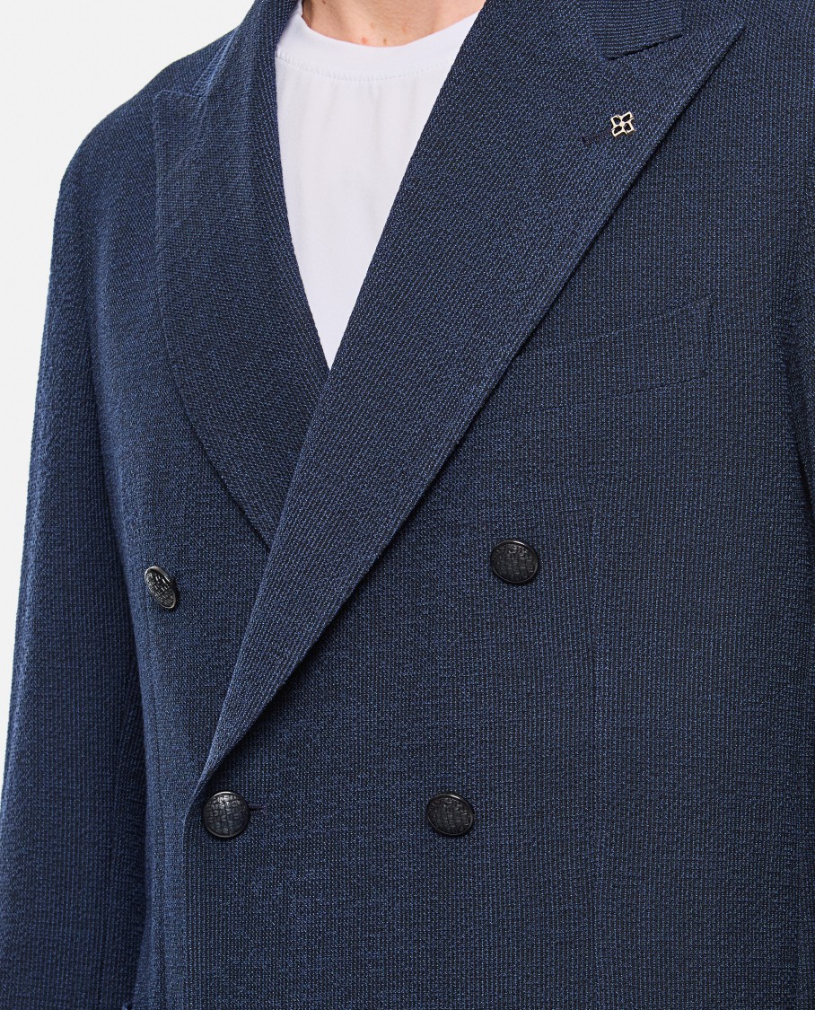 TAGLIATORE TAGLIATORE SINGLE-BREASTED BLUE JACKET WITH TAILORED FIT