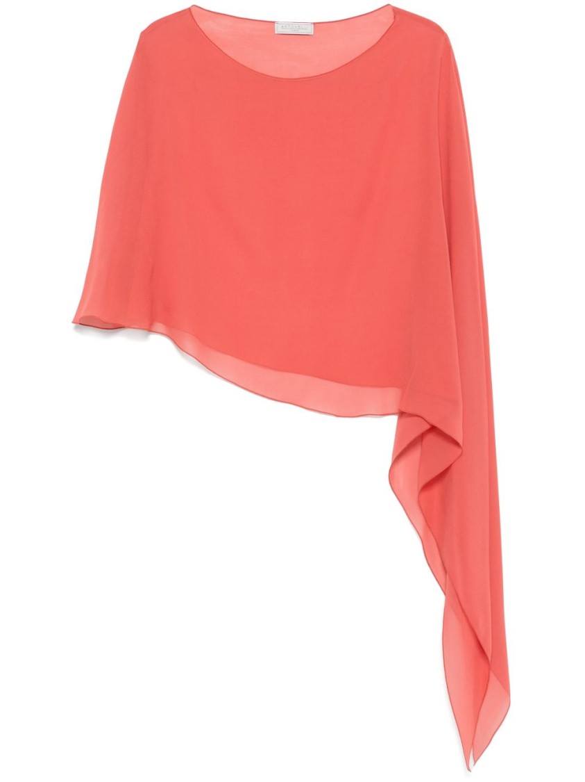 Antonelli Asymmetrical Red Silk Scarf By  Firenze