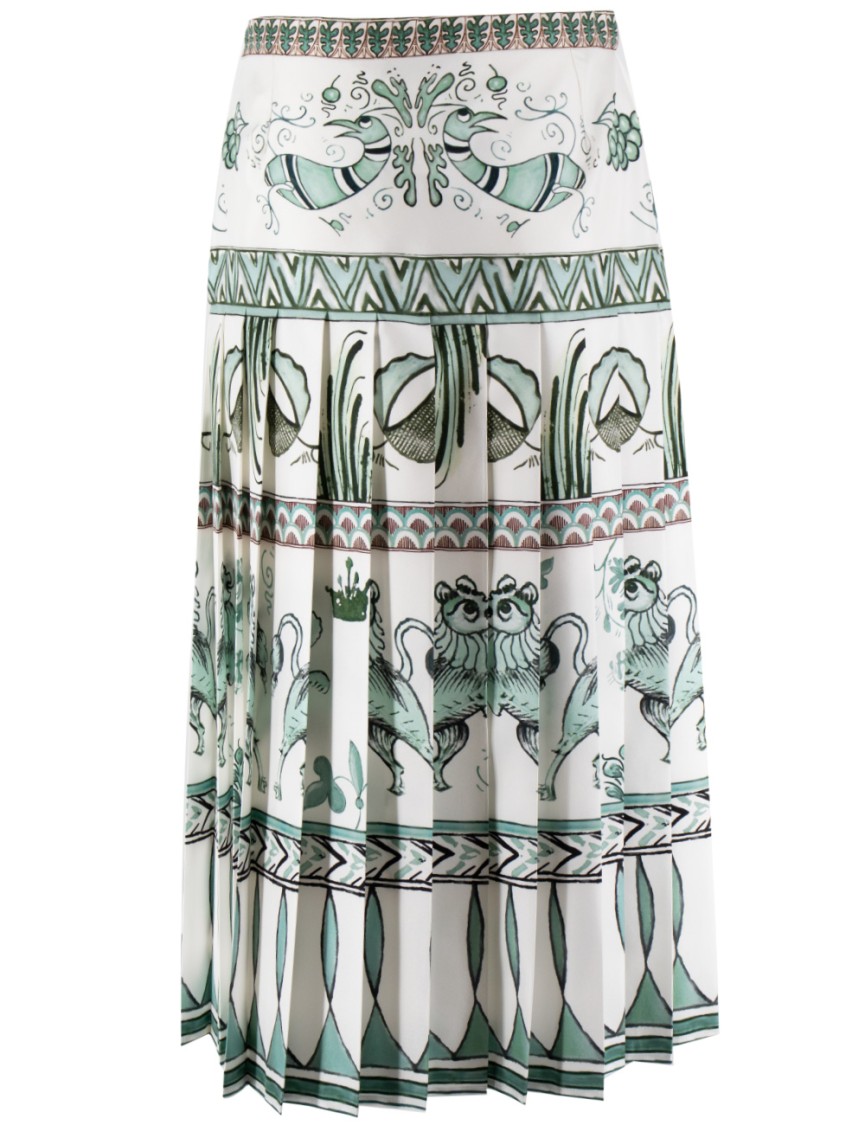 Shop Fabiana Filippi Flared Picta-print Silk Twill Skirt