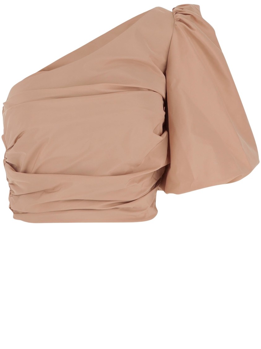 Pinko Asymmetrical One-shoulder Taffeta Top In Cameo Pink In Neutrals