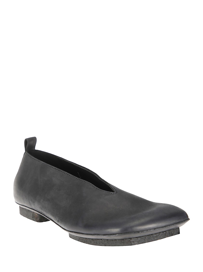 Uma Wang Square-toe Leather Ballerina Shoes In Gray