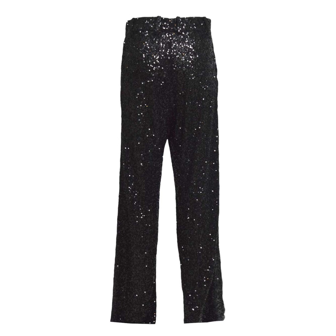 Nine Minutes Straight-leg Black Pants With Micro Sequin Finish