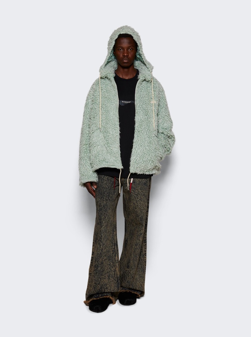 Marni Shaggy Jackets Light Blue In Green