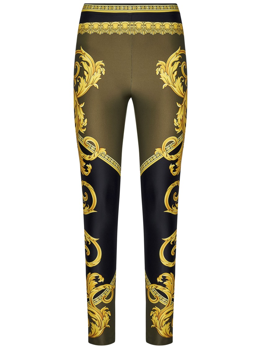 Versace Baroque Print Lycra Leggings In Black