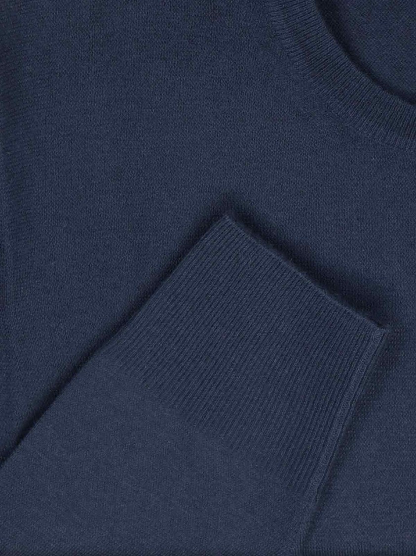 Loro Piana Ribbed Crewneck Sweater With Long Sleeves In Blue