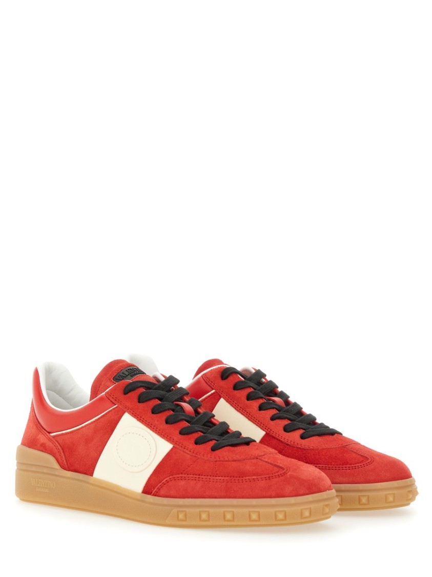 Valentino Garavani Upvillage Low Top Trainer In Split Leather And Calfskin Nappa Leather