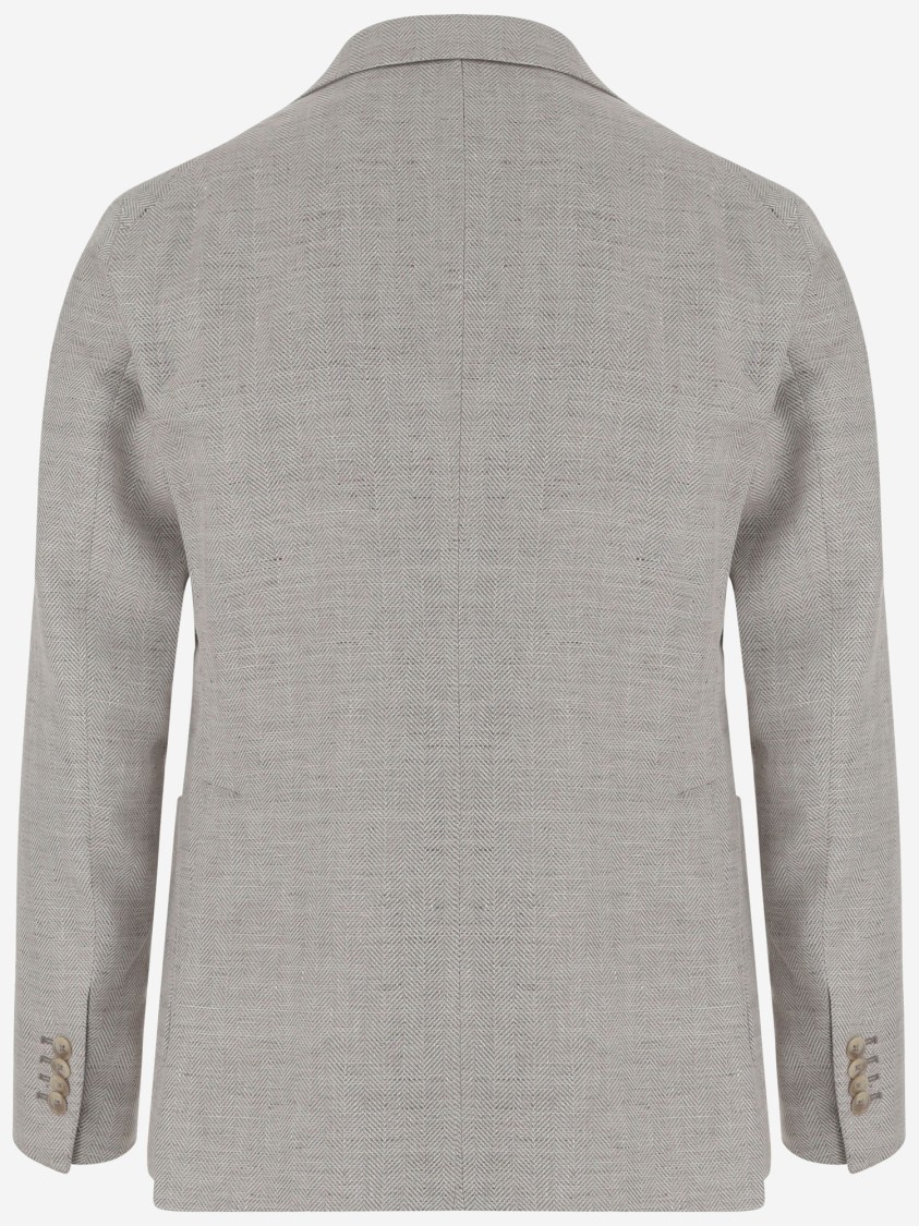 Tagliatore Linen Blend Single-breasted Jacket In Grey