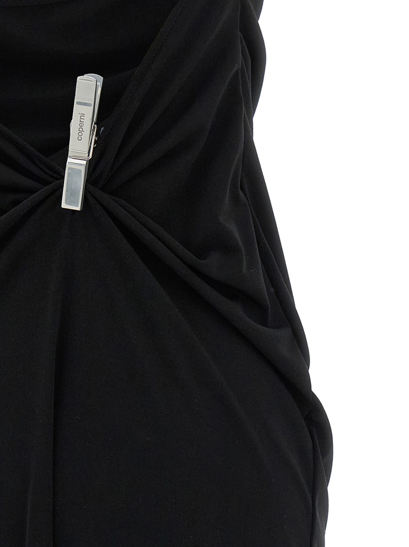Coperni Stretch Jersey Maxi Dress With Decorative Clips In Black