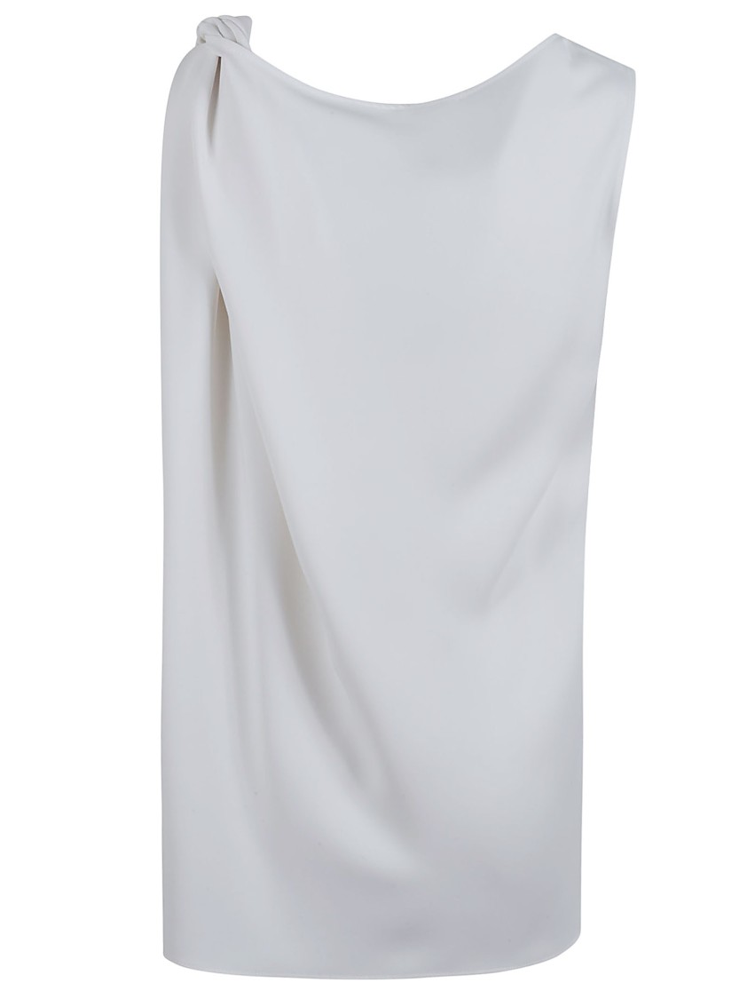 P.a.r.o.s.h . Draped White Top With Unique Knot Detail In White