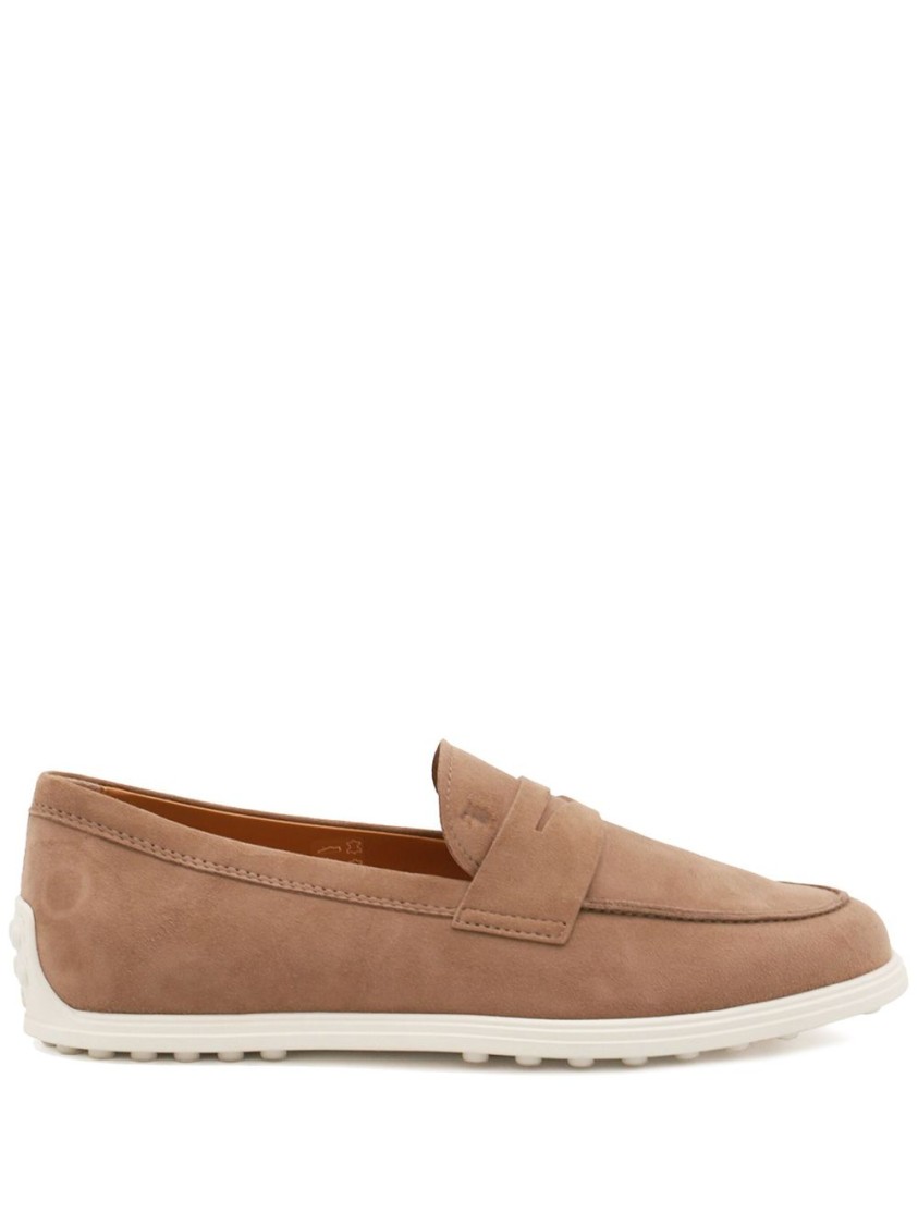 TOD'S TOD'S SUEDE SLIP-ON LOAFERS WITH CONTRASTING RUBBER SOLE
