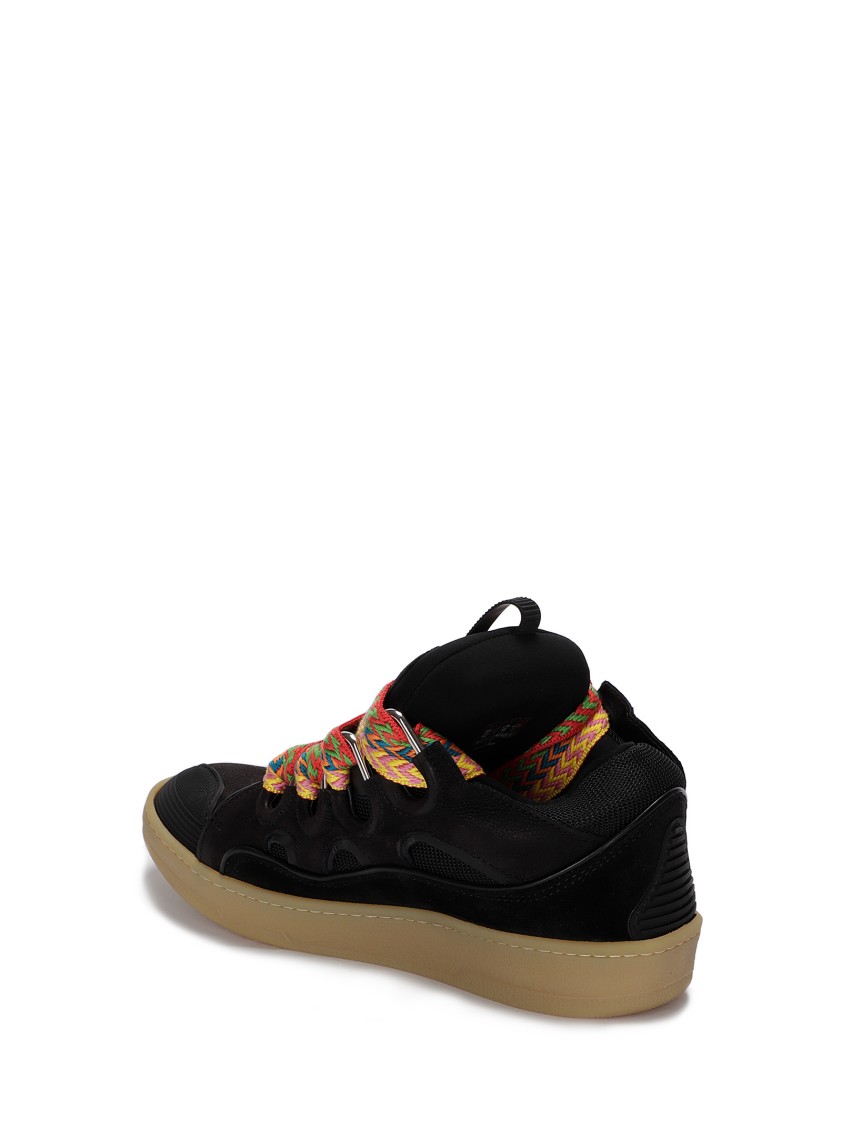 Shop Lanvin Black Curb Leather Sneakers