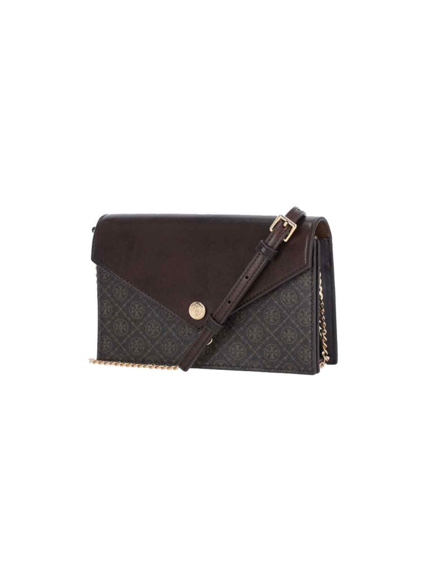 Tory Burch T-monogram Envelope Chain Wallet Crossbody Bag In Brown