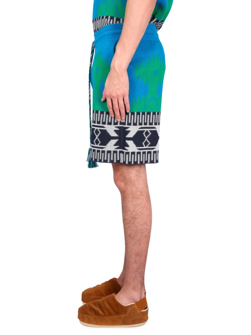 Alanui Piquet Cotton Icon Shorts With Geometric Motif