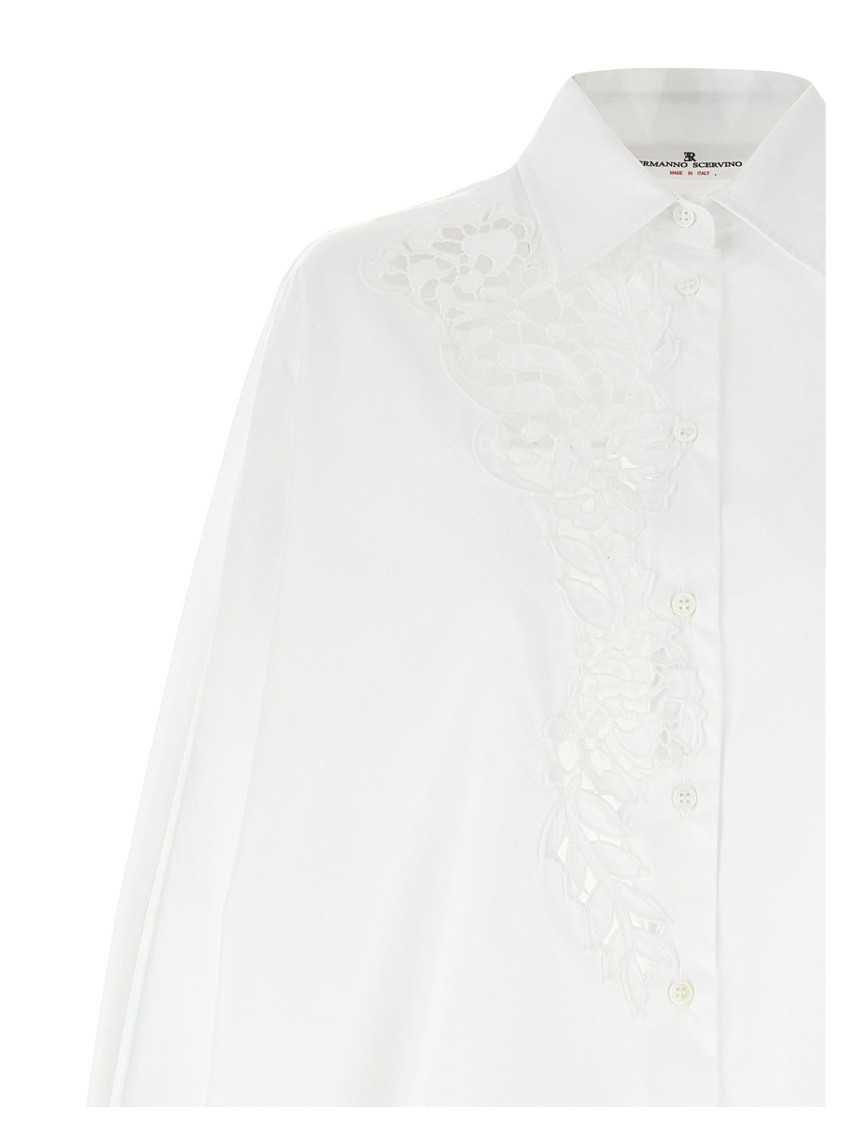 Ermanno Scervino Macramé Lace-trimmed Cotton Poplin Shirt In White