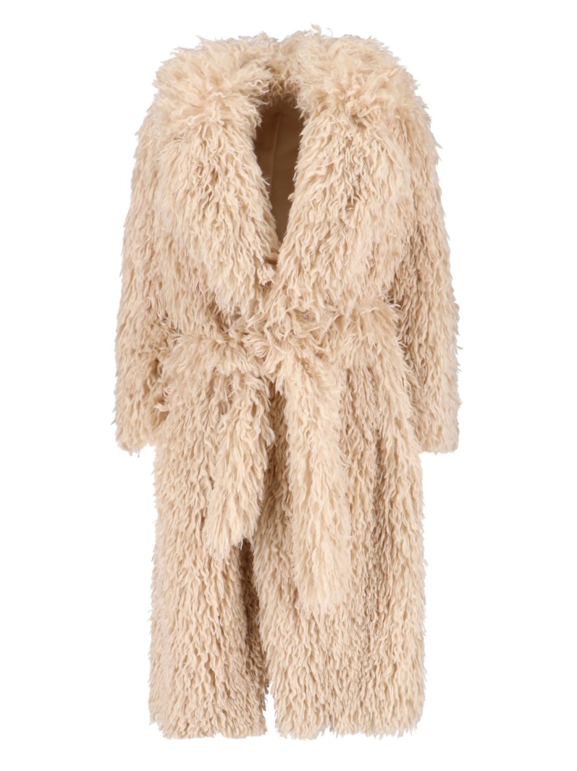 Tagliatore Waist Belted Long Length Textured Hooded Jacket In Neutral